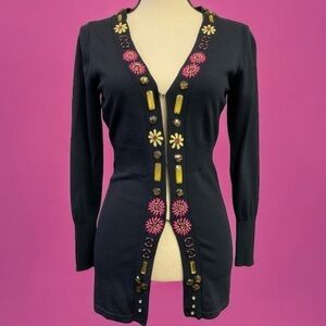 Mara Carol Embroidered & Gems Cardigan